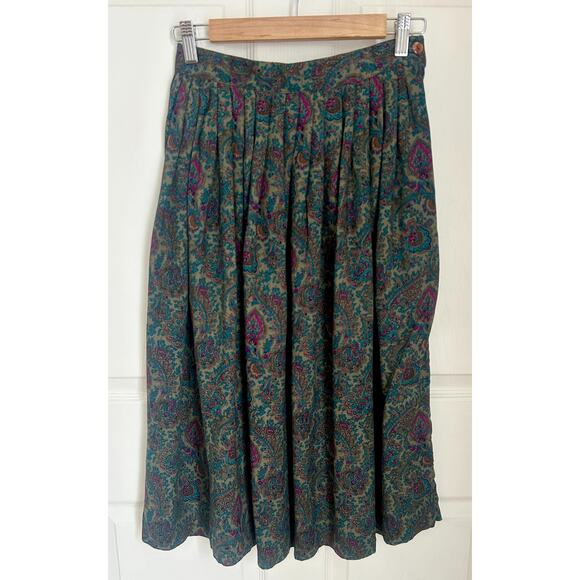 Vintage 100% Rayon Skirt with Paisley Pattern Size Small | 80's 90's Style - Picture 1 of 7